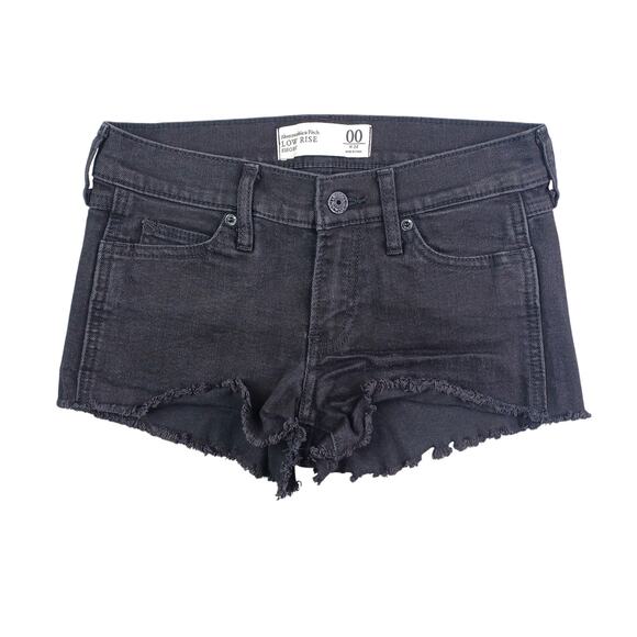 Abercrombie & Fitch Low Rise Denim Shorts Size 00 Black 2" Cutoff Booty Y2K 90s - Picture 1 of 11